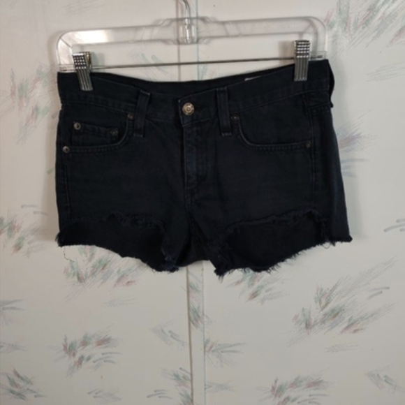 rag & bone Pants - Rag & Bone Black Cut Off Jean Shorts 24